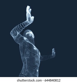3D Model of Man. Human Body. Design Element. Vector Illustration.