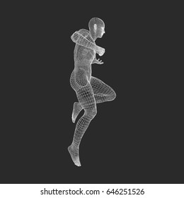 3D-Modell des Menschen. Human Body Wire Model. Design-Element. Technologie-Vektorgrafik. 