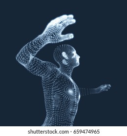 3D Model of Man. Human Body. Design Element. Vector Illustration.
