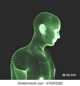 3d model of man. Human body. Design element. Vector illustration.