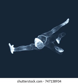 3D Model of Man. Human Body. Design Element. Vector Illustration.
