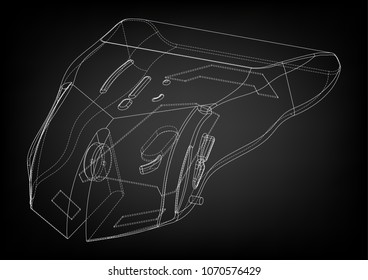 3d model of a mouse on a black background. Drawing