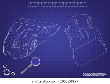 3d model of a mouse on a blue background. Drawing
