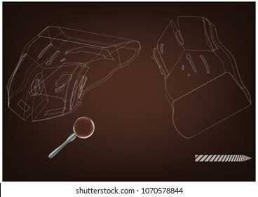3d model of a mouse on a brown background. Drawing