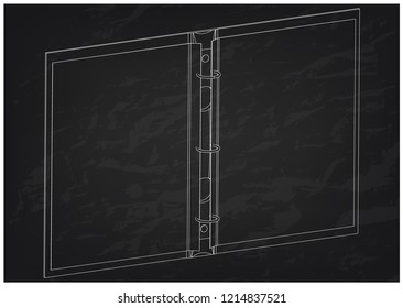 3d model of notebook on a black background. Drawing