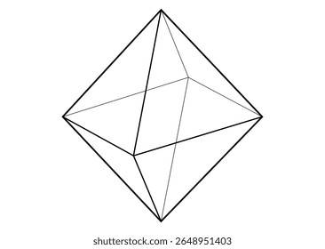 Modelo 3D de forma de octaedro, ilustração vetorial platônico sólido isolado em um fundo branco 