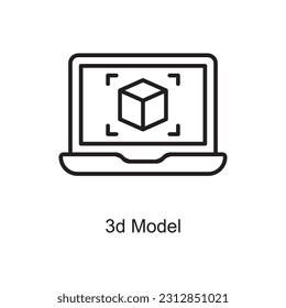 3d Model Outline Icon Design illustration. Art and Crafts Symbol on White background EPS 10 File