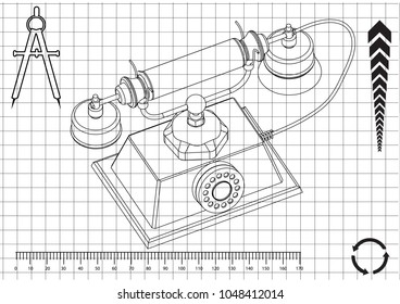 3d model of phone on a white background. Drawing