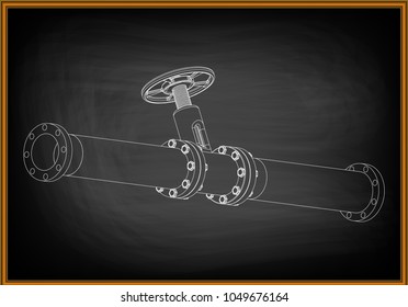 3d model of an pipeline on a black background. Drawing
