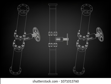 3d model of an pipeline on a black background. Drawing