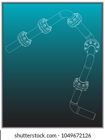3d model of an pipeline on a turquoise background. Drawing