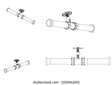 3d model of an pipeline on a white background. Drawing