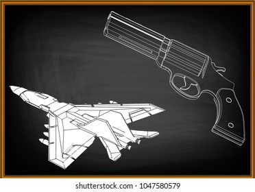 3d model of a pistol on a black background. Aircraft 