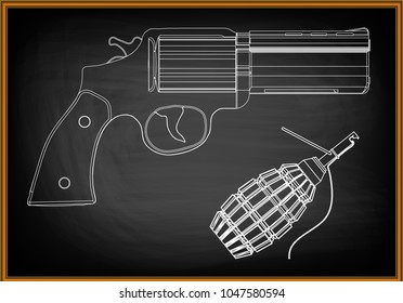 3d model of a pistol on a black background. Drawing