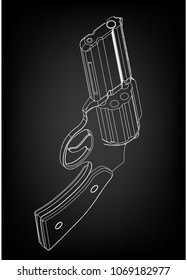 3d model of a pistol on a black background. Drawing