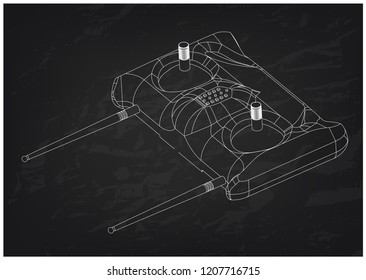 3d model of radio remote control on a black background. Drawing