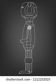 3d model of the robot on a black background. Drawing