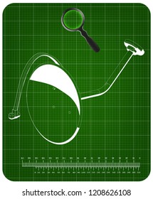 3d model of satellite dish on a green background