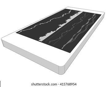 3d model Smart phone Tablet with stock chart investment on screen