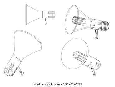 3d model of a speaker on a white background. Drawing