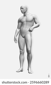 3D model of a standing man in full height. Stipple effect. Vector for brochure, flyer, presentation or banner.