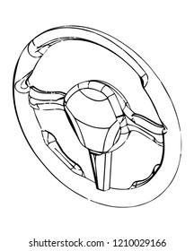 3d model steering on a white background. Drawing