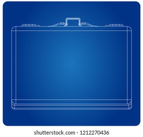 3d model suitcase on a blue background. Drawing