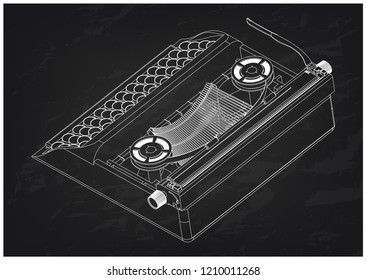 3d model of typewriter on a black background