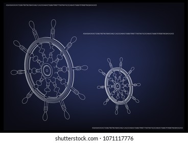 3d model of the wheel on a blue background. Drawing