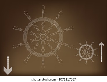 3d model of the wheel on a brown background. Drawing