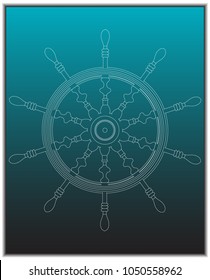 3d model of the wheel on a turquoise background. Drawing