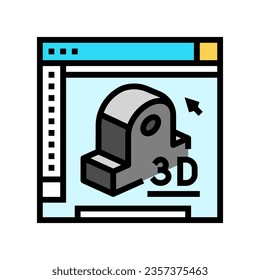 3d modelación del vector de color del borrador de la arquitectura. Signo del borrador de la arquitectura de modelación 3d. ilustración de símbolo aislado