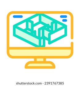 3d modeling architectural drafter color icon vector. 3d modeling architectural drafter sign. isolated symbol illustration