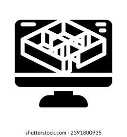 3d modeling architectural drafter glyph icon vector. 3d modeling architectural drafter sign. isolated symbol illustration