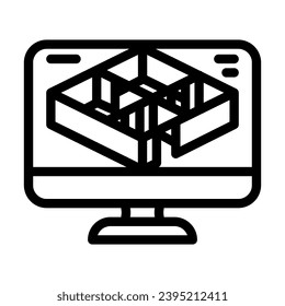 3d modeling architectural drafter line icon vector. 3d modeling architectural drafter sign. isolated contour symbol black illustration