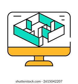 3d modeling architectural drafter line icon vector. 3d modeling architectural drafter sign. isolated symbol illustration