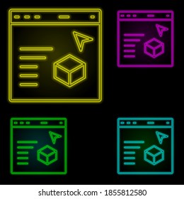 3d modeling, augmented reality, website neon color set icon. Simple thin line, outline vector of augmented reality icons for ui and ux, website or mobile application