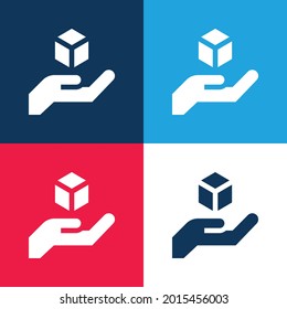 3d Modeling blue and red four color minimal icon set