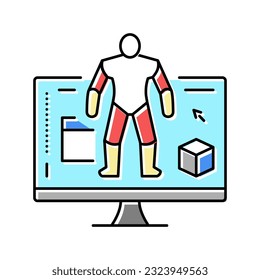 3d modeling characters color icon vector. 3d modeling characters sign. isolated symbol illustration