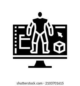 3d modeling characters glyph icon vector. 3d modeling characters sign. isolated contour symbol black illustration