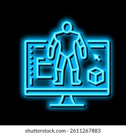 3d modeling characters neon light sign vector. 3d modeling characters illustration