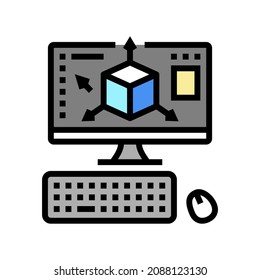 3d modeling color icon vector. 3d modeling sign. isolated symbol illustration