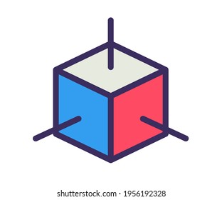 3D modeling dimension single isolated icon with filled outline line style