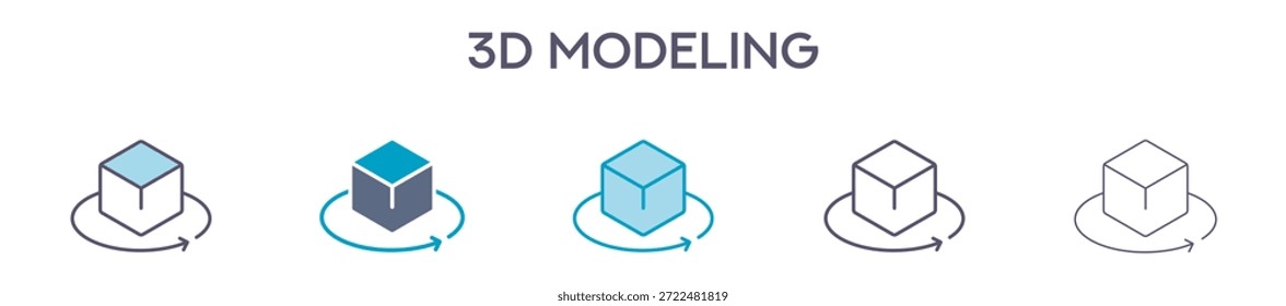 Elemento De Modelado 3D Para Diseño Gráfico - Estilos Múltiples. Ilustración vectorial De Dos Colores Y Negro. Los Diseños Múltiples De Los Iconos Se Pueden Utilizar Para El Móvil, Ui, Web