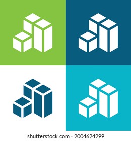 3d Modeling Flat four color minimal icon set
