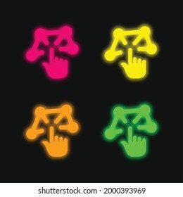3d Modeling four color glowing neon vector icon