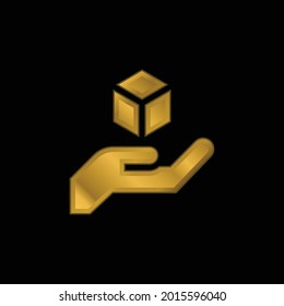 3d Modeling gold plated metalic icon or logo vector