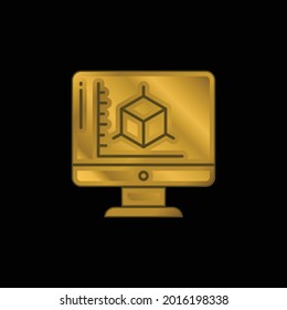 3 d Modelación de icono metálico chapado en oro o vector de logotipo