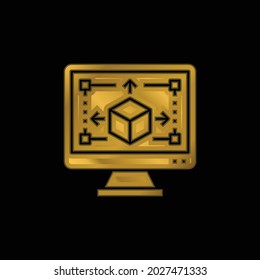 3d Modeling gold plated metalic icon or logo vector