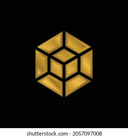 3d Modeling gold plated metalic icon or logo vector